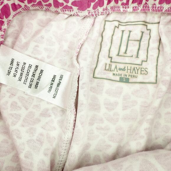 Lila and Hayes white & pink hearts Jogger style Pajama Pants women's SMALL - Picture 7 of 7